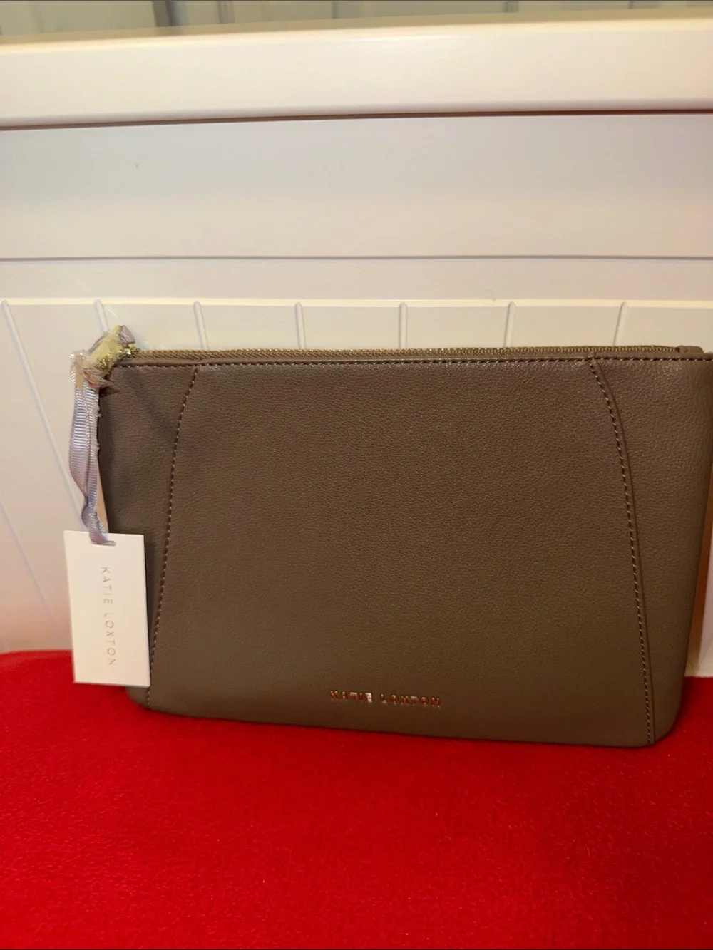 Katie Loxton Clutch Pouch Mocha Vegan Leather